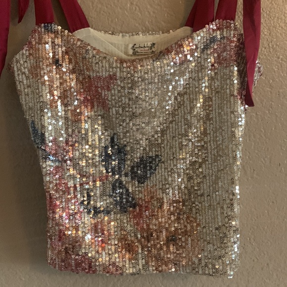 Free People | Tops | Fp Night Garden Sequin Tube Top Small | Poshmark